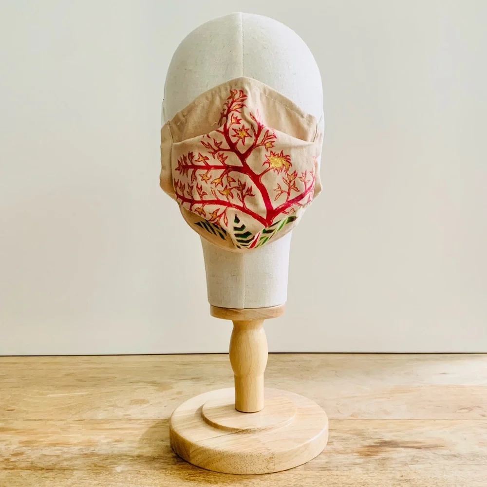 NEW Handmade Painted Dyed 3D Mango Plant Print 3D Face Mask